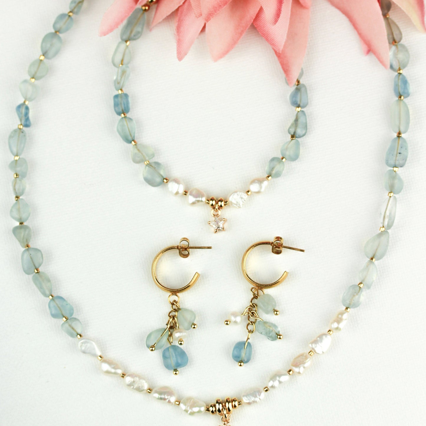 Aquamarine Pearl Spark – Schmuckset