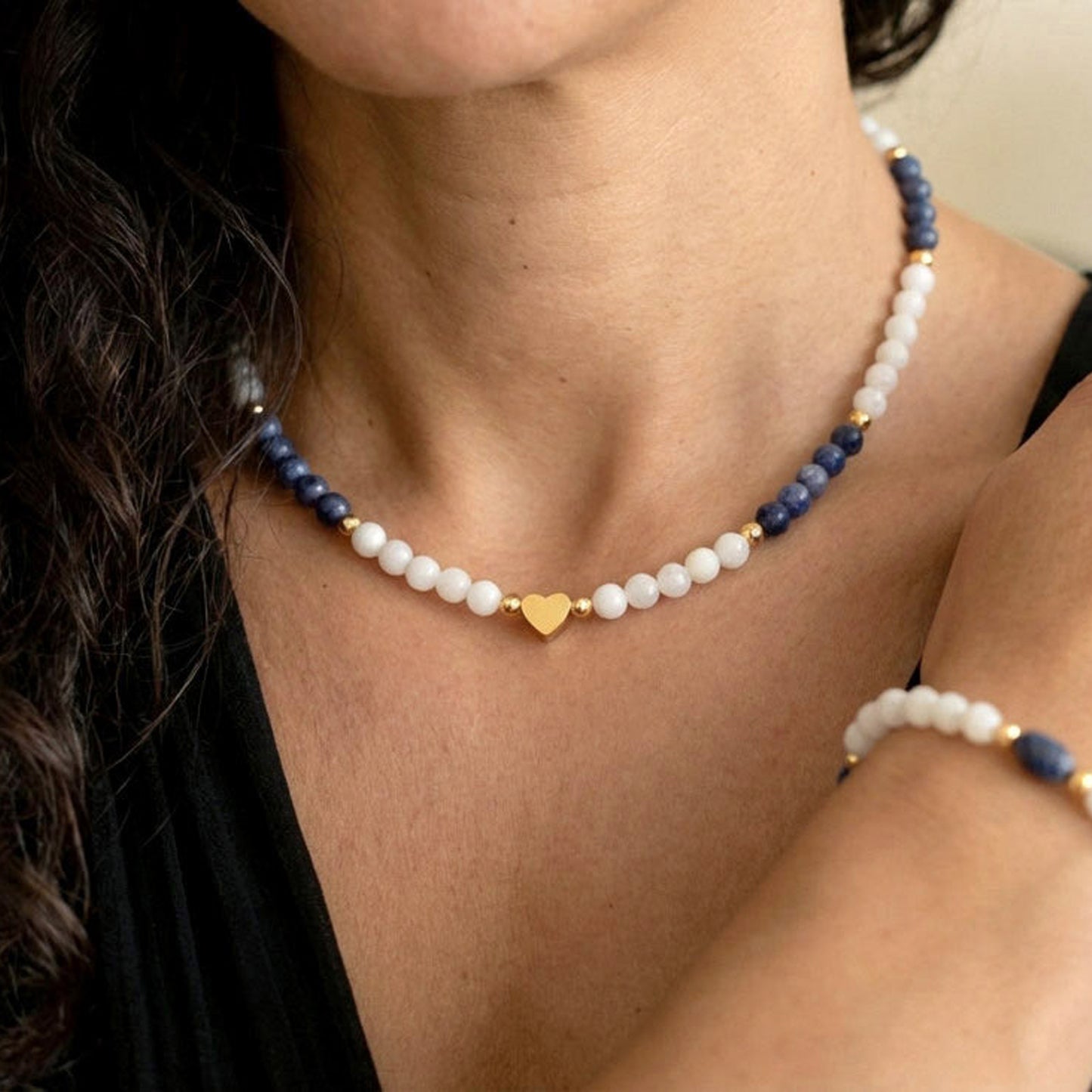 Midnight Lapis – Schmuckset mit Lapis und Muschelperlen