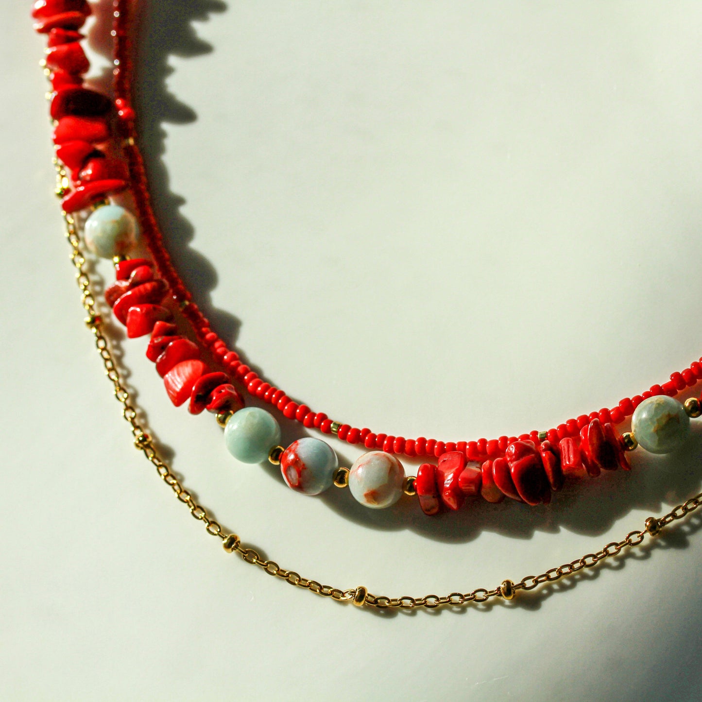 Coral Bloom Layering – Schmuckset mit Korallensplittern