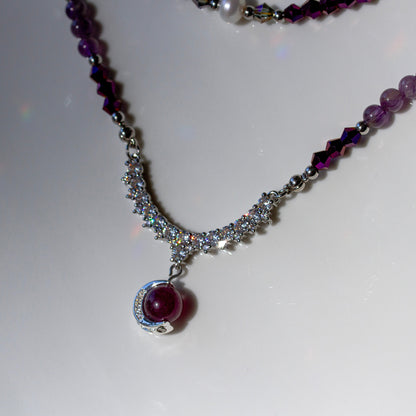 Amethyst Crystal Veil – Schmuckset mit Amethyst und Kristallperlen