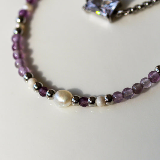 Amethyst Crystal Veil – Schmuckset mit Amethyst und Kristallperlen
