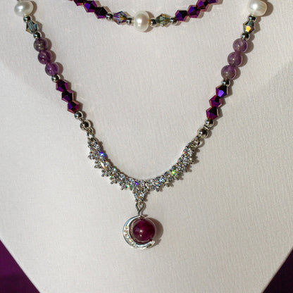 Amethyst Crystal Veil – Schmuckset mit Amethyst und Kristallperlen