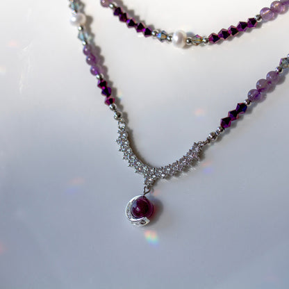 Amethyst Crystal Veil – Schmuckset mit Amethyst und Kristallperlen