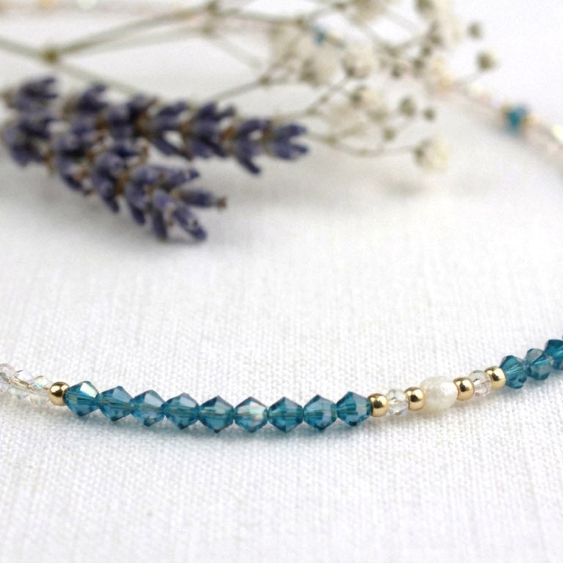 Blue Crystal Pearl – Halskette