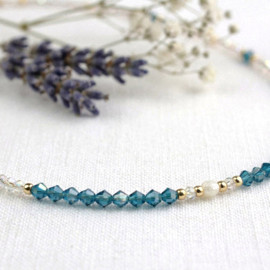 Blue Crystal Pearl – Halskette
