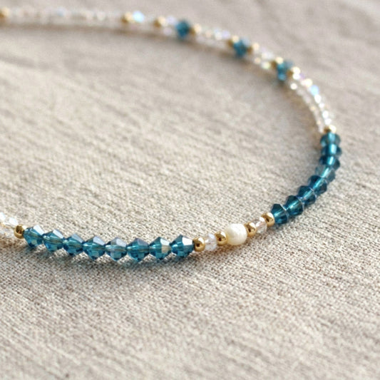 Blue Crystal Pearl – Halskette