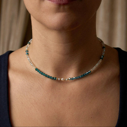 Blue Crystal Pearl – Halskette