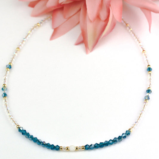 Blue Crystal Pearl – Halskette