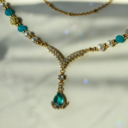 Amazonite Pearl Duo – Schmuckset mit Amazonit und Kristall
