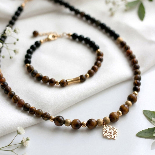 Tiger Eye Gold Obsidian – Schmuckset