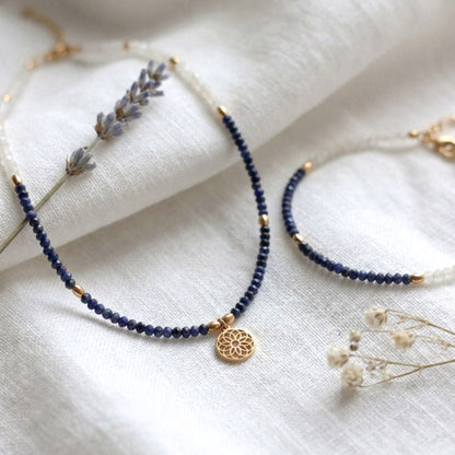 Moonstone Lapis – Choker Halskette mit Lapis und Mondstein