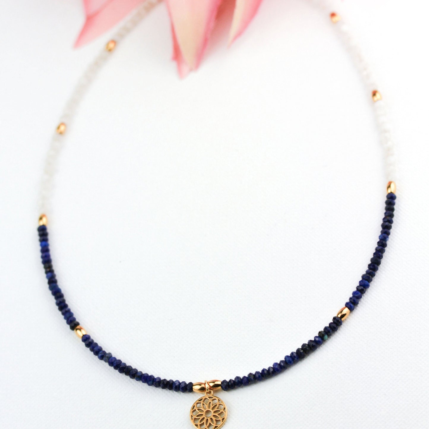 Moonstone Lapis – Choker Halskette mit Lapis und Mondstein
