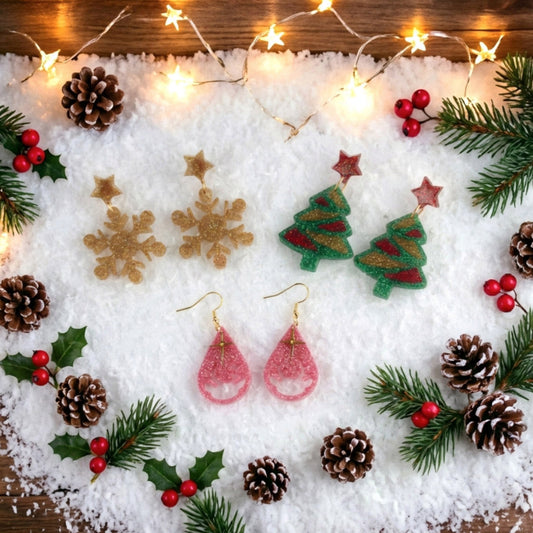 Festive Mix – Weihnachtsohrringe mit festlichem Glitzer