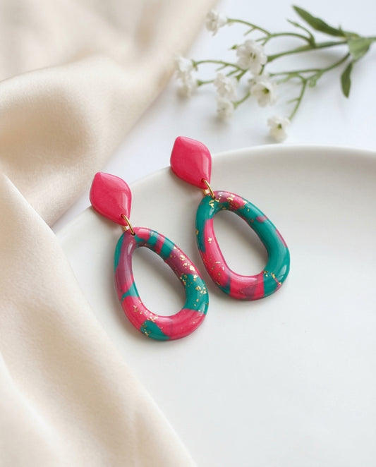 Pink Teal Pop - Statement Ohrringe