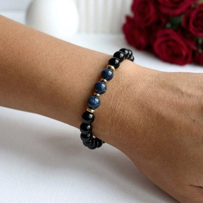 Midnight Jade – Natursteinarmband mit Onyx und Jade