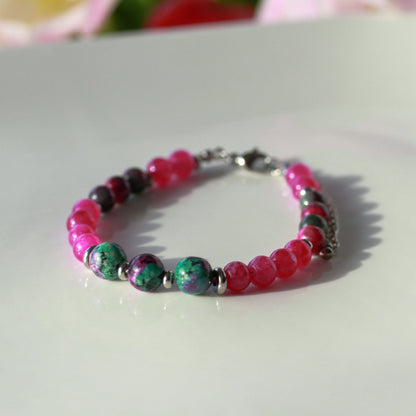 Ruby Zoisite Pop – Natursteinarmband in Pink und Grün