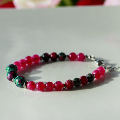 Ruby Zoisite Pop – Natursteinarmband in Pink und Grün