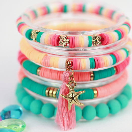 Ocean Coral Star – Katsuki 5er-Armbandset mit Seestern und Quaste