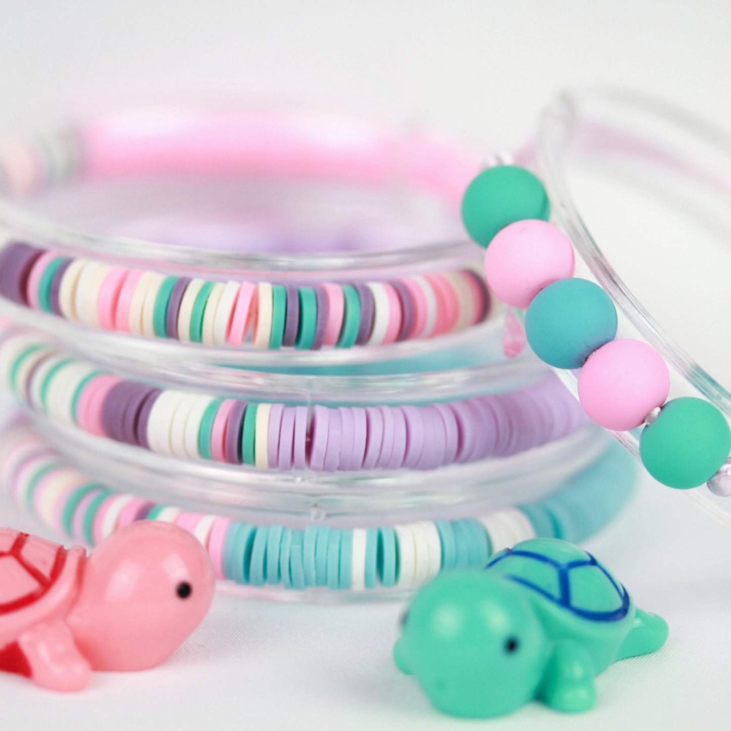 Pastel Breeze – Katsuki 4er-Armbandset in Flieder, Rosa und Mint