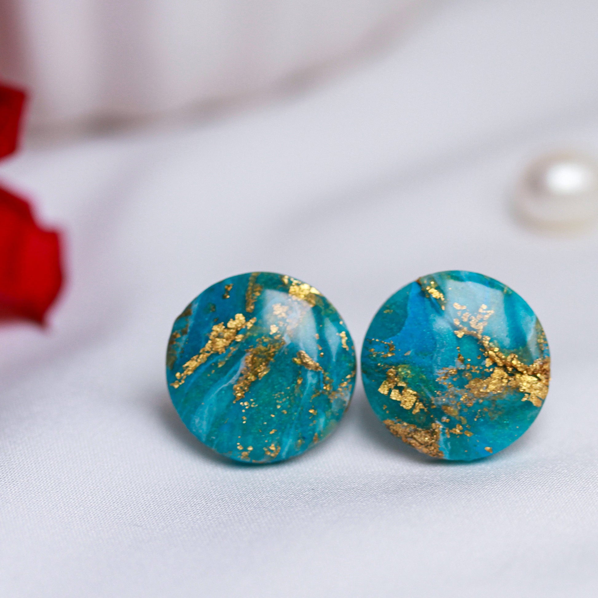 Turquoise Gold Dot – Ohrstecker