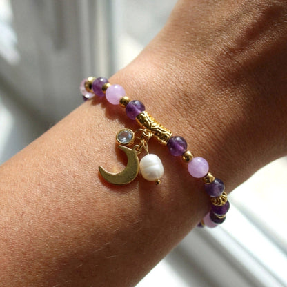 Violet Moon – Amethyst- & Rosenquarz-Armband