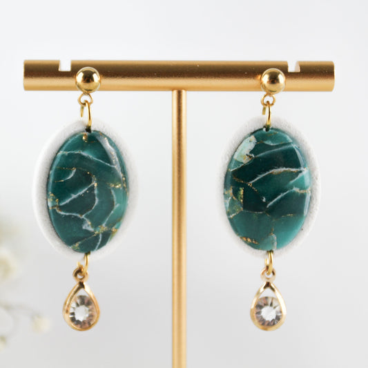 Green White Marble Sparkle – Ohrringe