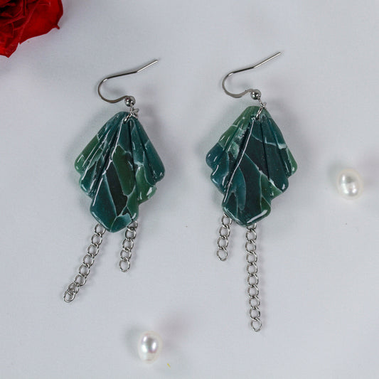 Green Marble Chain – Ohrringe