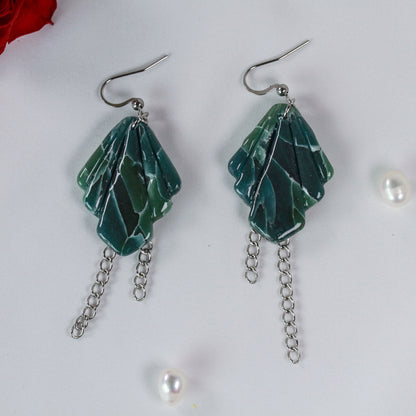 Green Marble Chain – Ohrringe