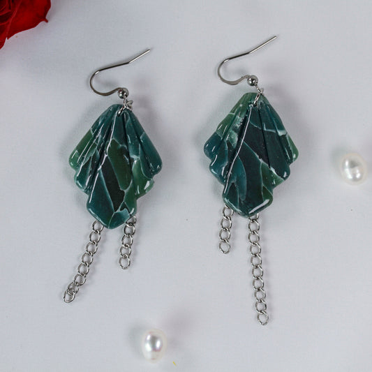Green Marble Chain – Ohrringe