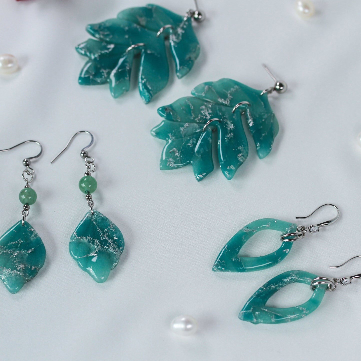 Sage Silver Marble – Ohrringe