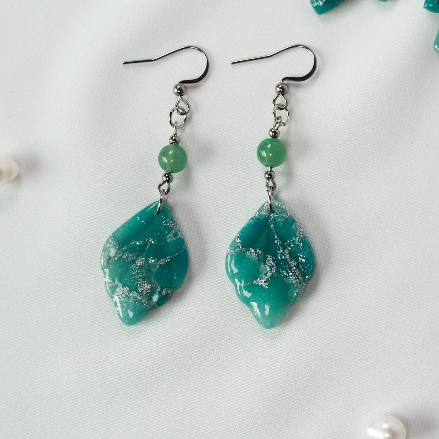 Sage Silver Marble – Ohrringe