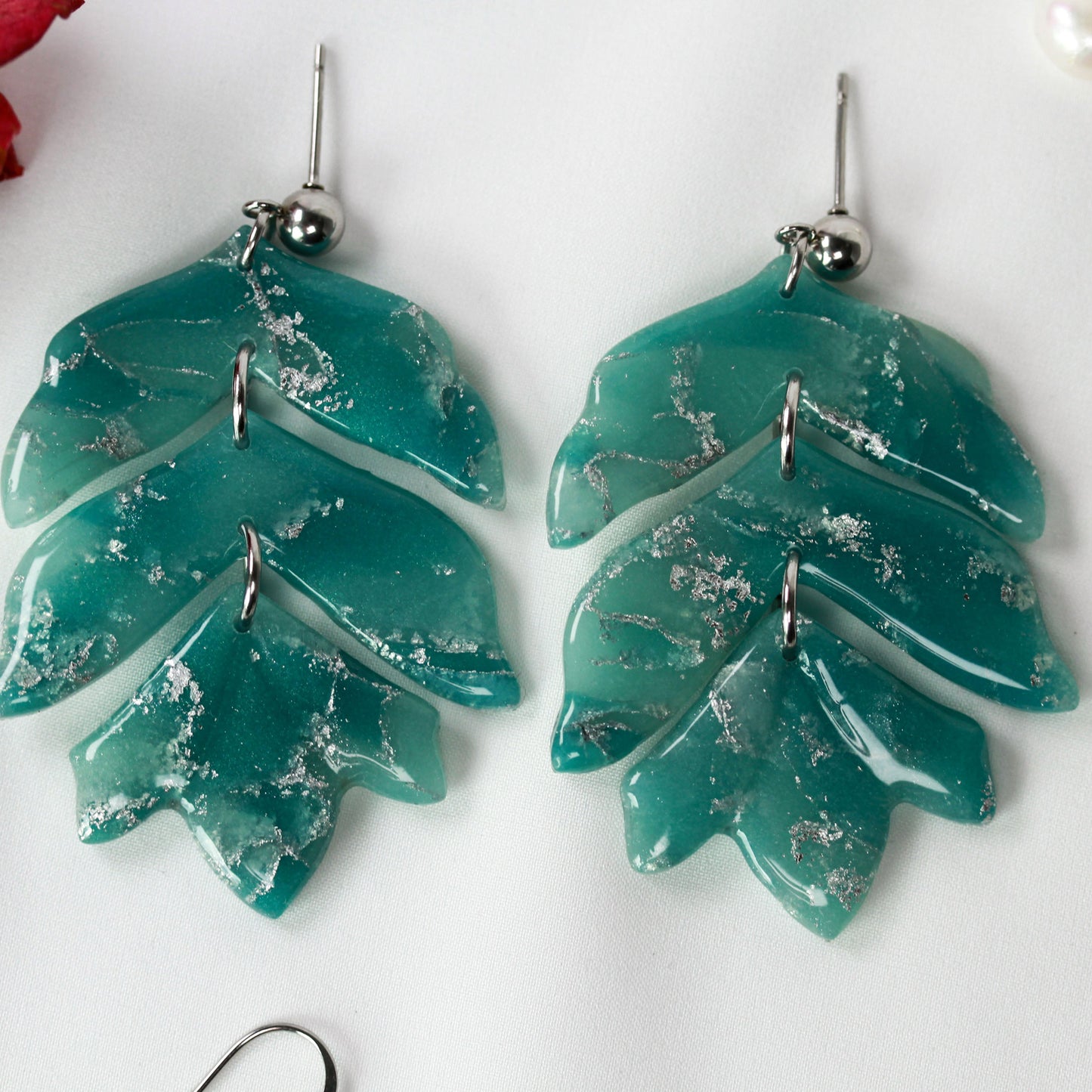 Sage Silver Marble – Ohrringe