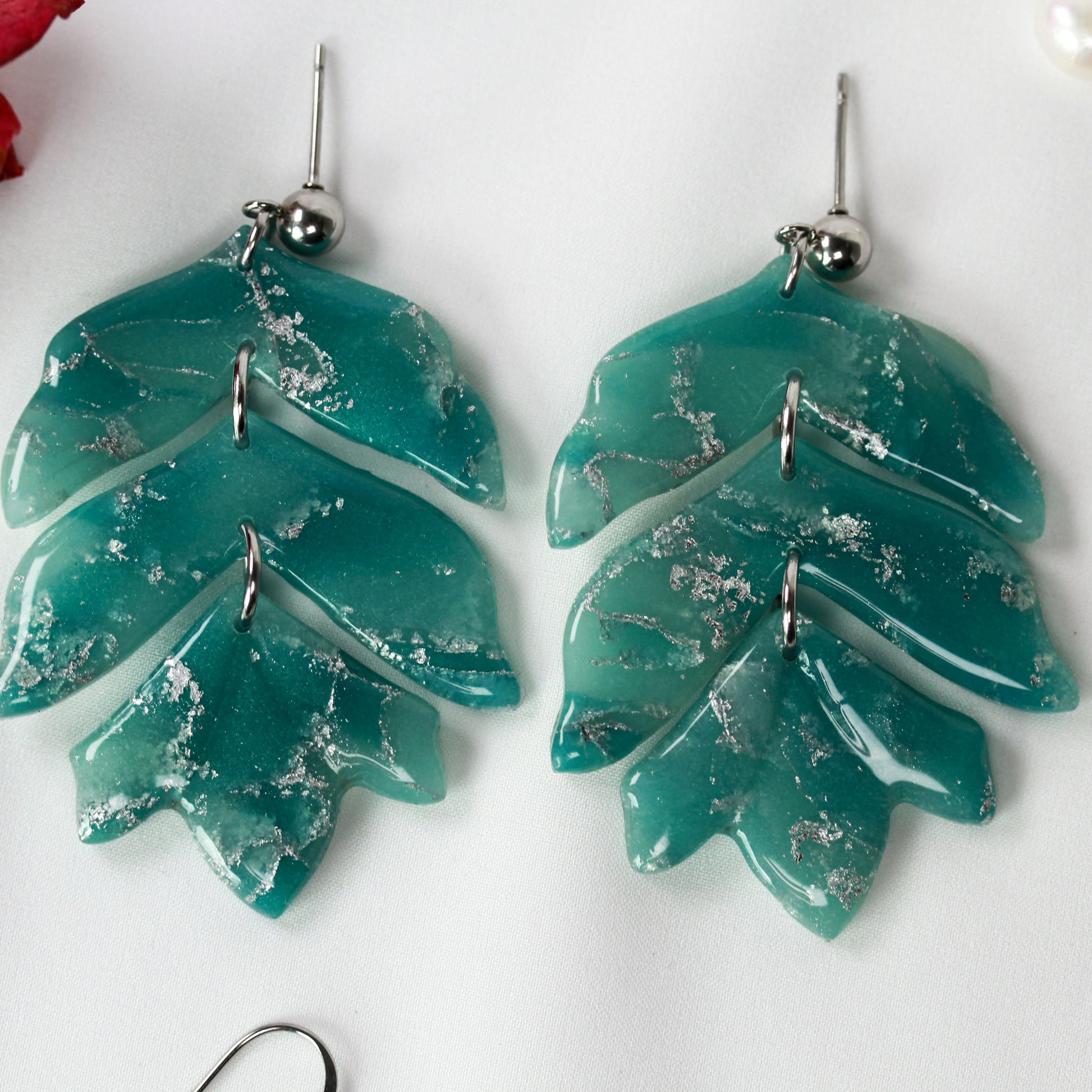 Sage Silver Marble – Ohrringe