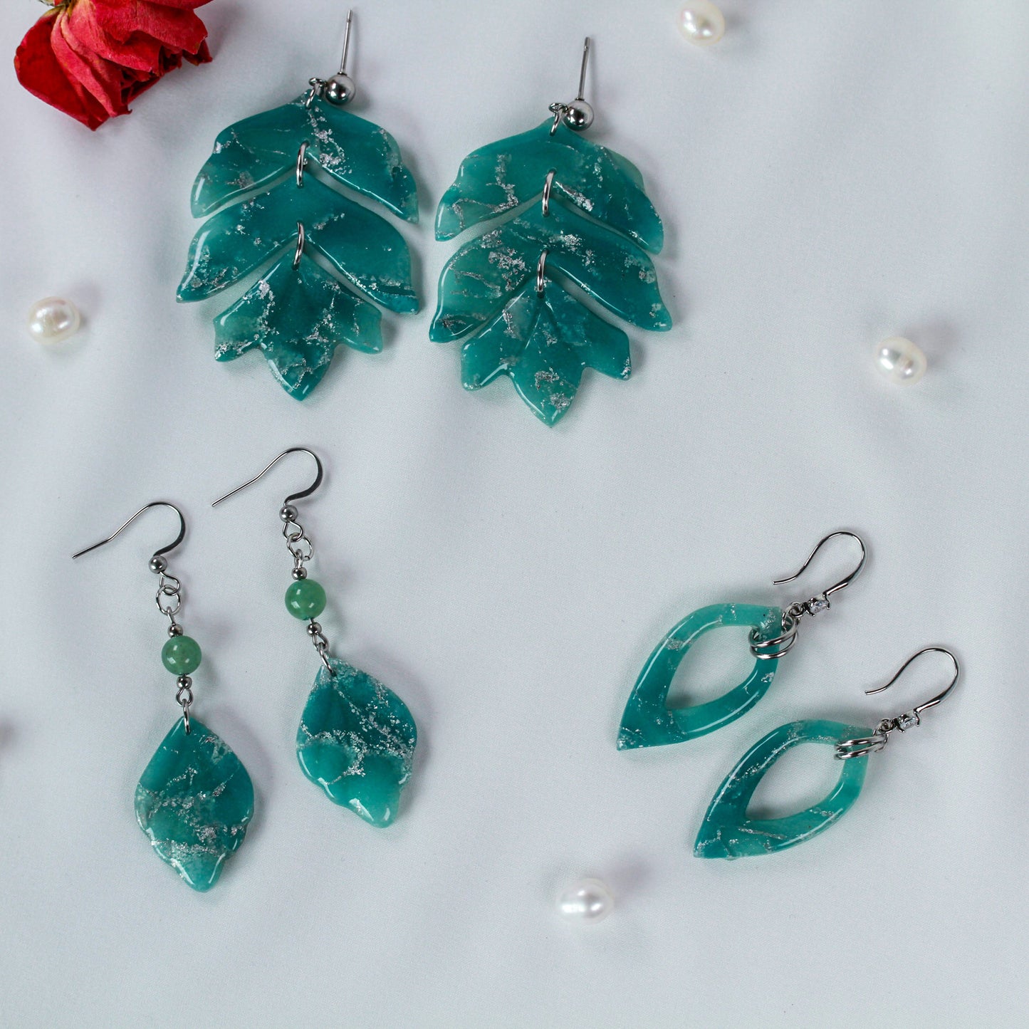 Sage Silver Marble – Ohrringe