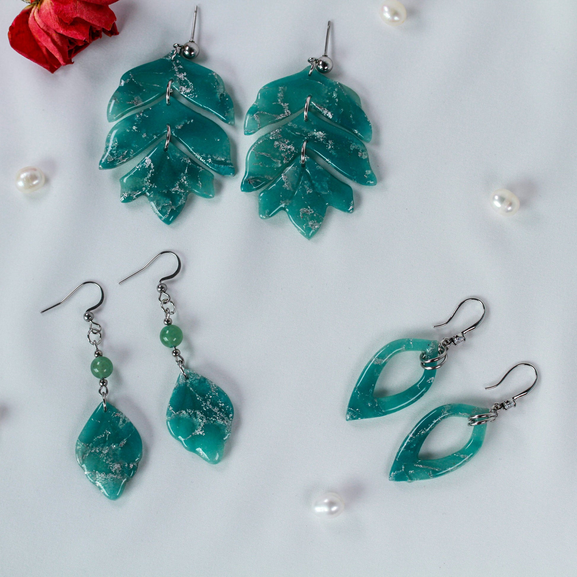 Sage Silver Marble – Ohrringe