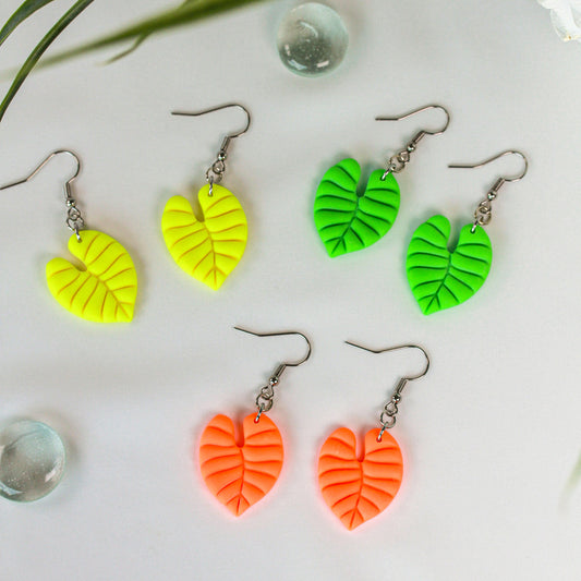 Neon Monstera – Ohrringe