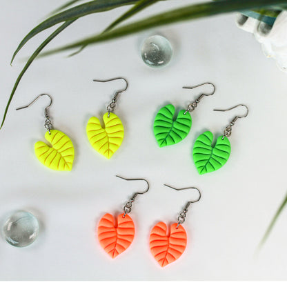 Neon Monstera – Ohrringe