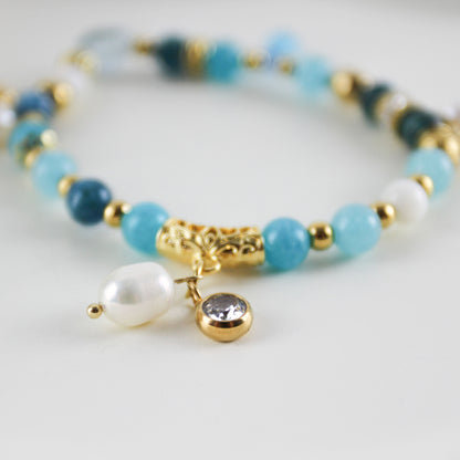 Azure Tides – Armband mit Aquamarin, Apatit & Afrikanischem Türkis