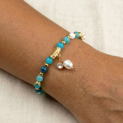 Azure Tides – Armband mit Aquamarin, Apatit & Afrikanischem Türkis