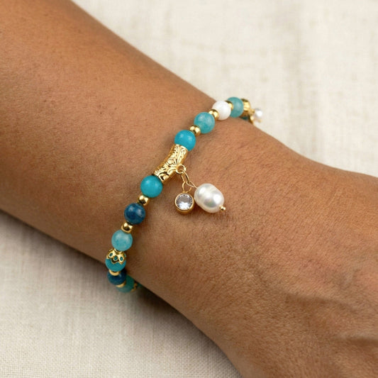 Azure Tides – Armband mit Aquamarin, Apatit & Afrikanischem Türkis