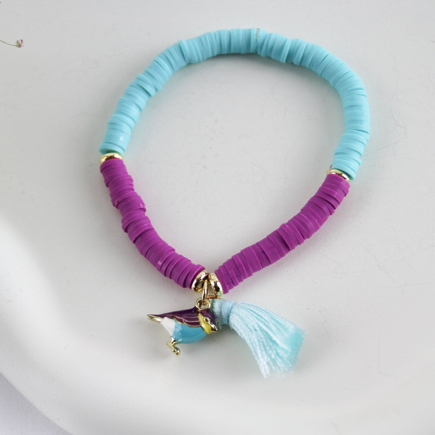 Tropical Bird – Buntes Katsuki-Armband mit Vogel-Anhänger