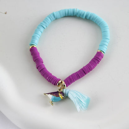 Tropical Bird – Buntes Katsuki-Armband mit Vogel-Anhänger