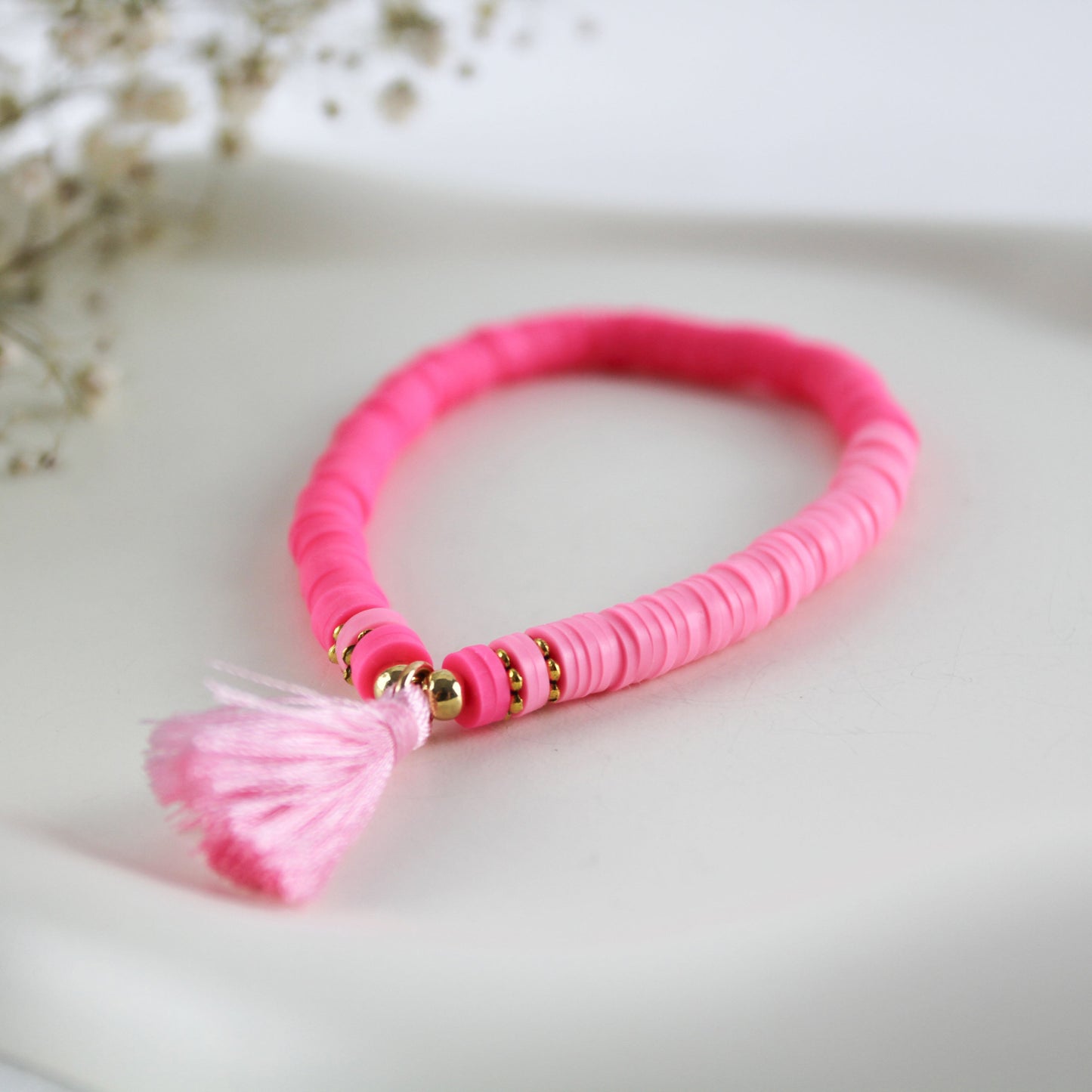 Berry Sorbet – Katsuki Armband in Pink & Gold mit Quaste