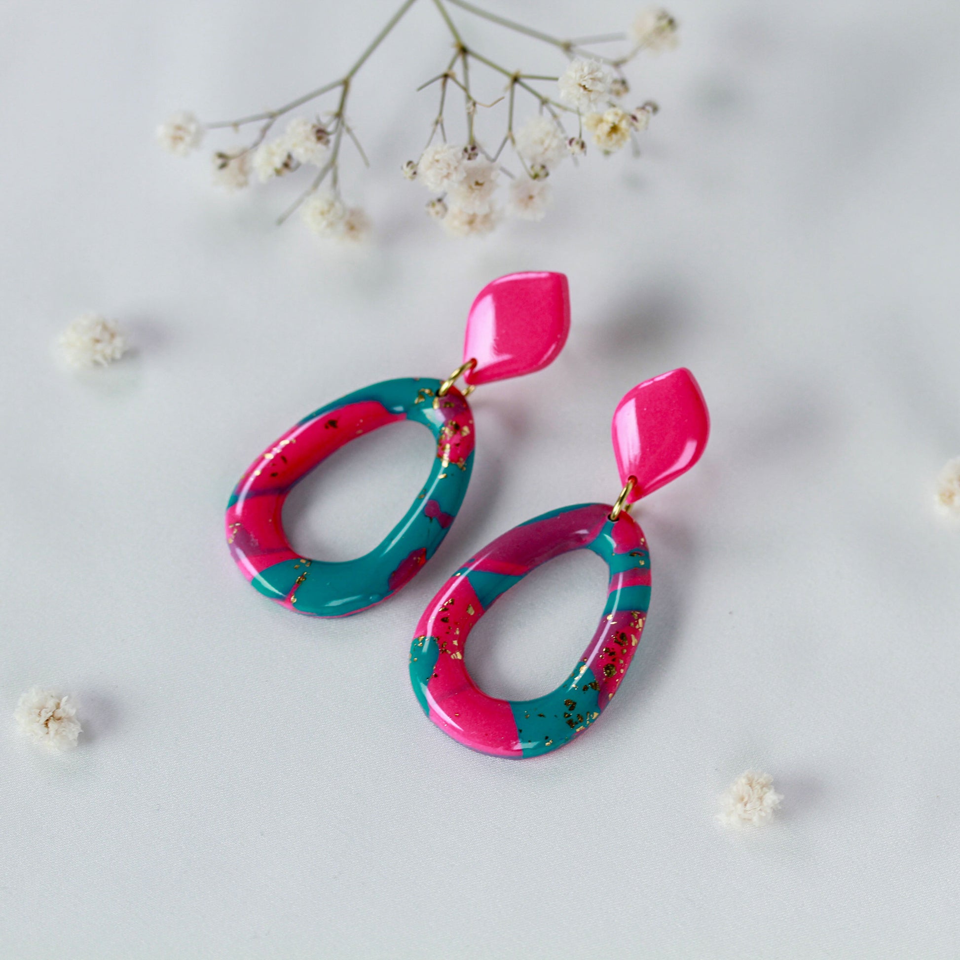Pink Teal Pop - Statement Ohrringe