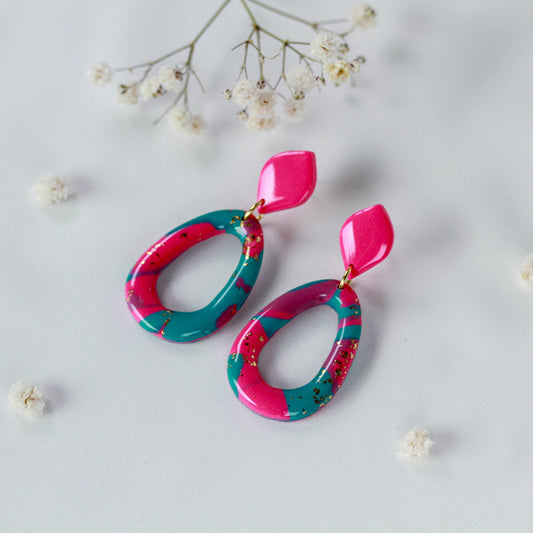 Pink Teal Pop - Statement Ohrringe