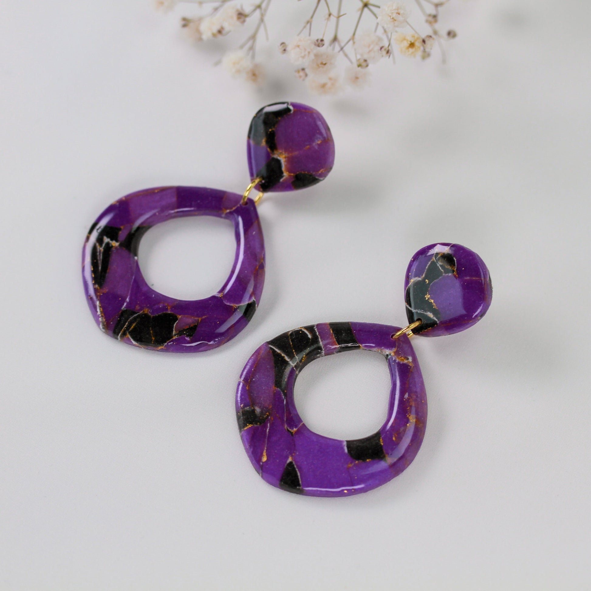 Lilac Noir Marble - Ohrringe
