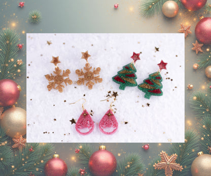 Weihnachtliche Harz Ohrringe – Handgefertigte Statement Ohrringe