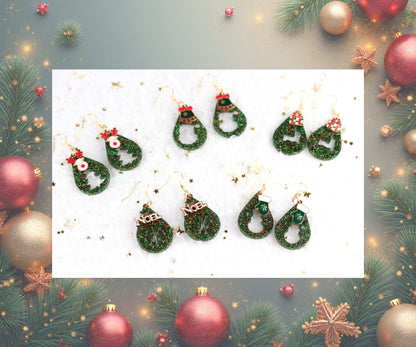 Grüne Weihnachts Harz Ohrringe – Handgemachte Statement Ohrhänger