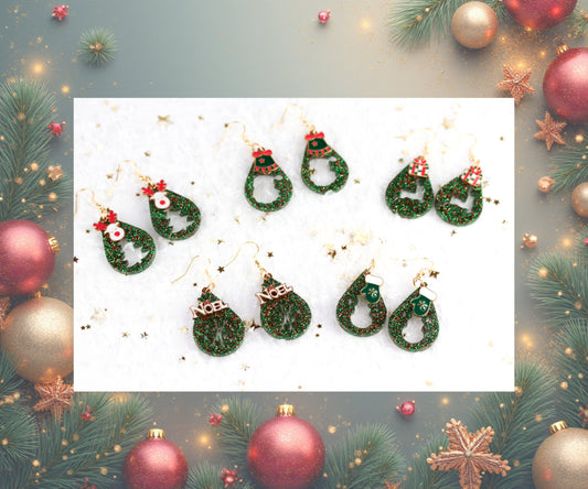 Grüne Weihnachts Harz Ohrringe – Handgemachte Statement Ohrhänger