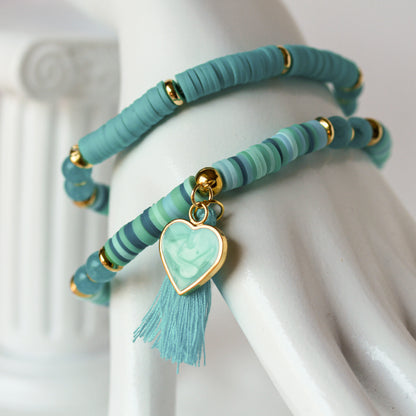 Aqua Aura – Mehrlagiges Katsuki-Wickelarmband mit Natursteinperlen